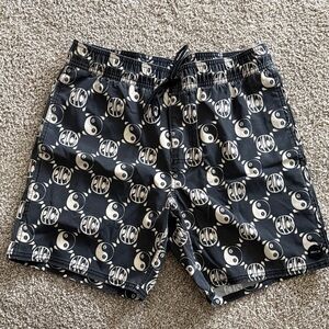 RVCA Black and White Yin Yang Athletic Shorts